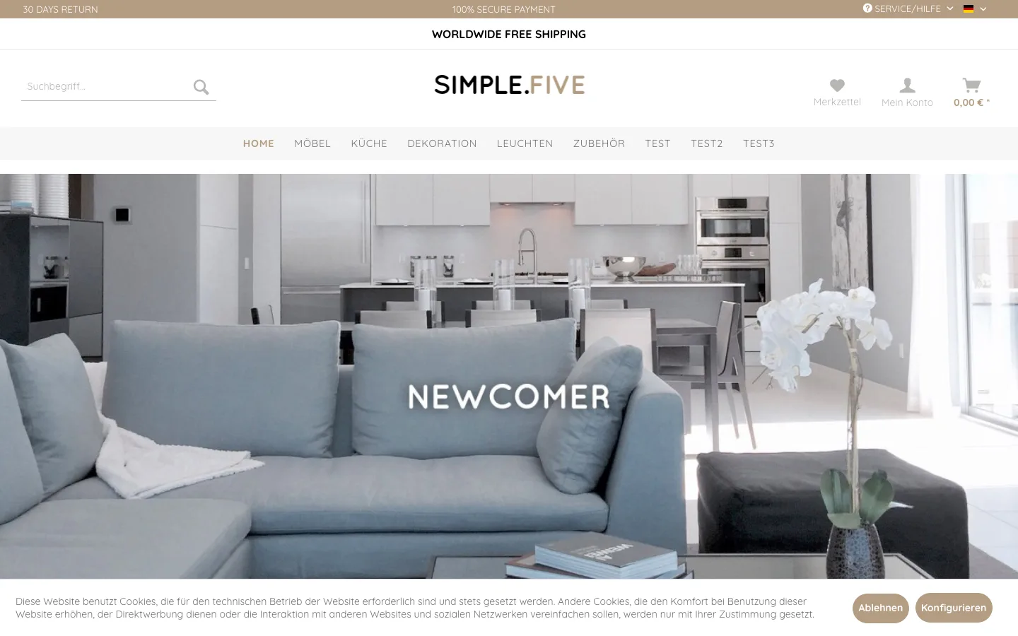 SIMPLE.FIVE – storefront preview of the Shopware 5 theme