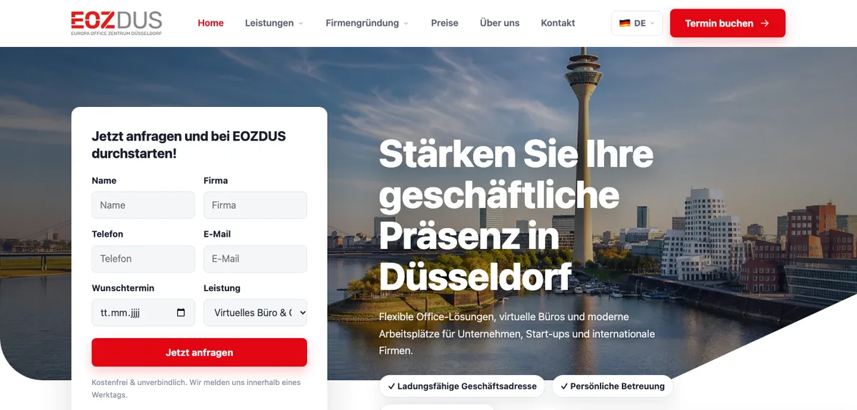 Startseite des Europa Office Zentrum Düsseldorf