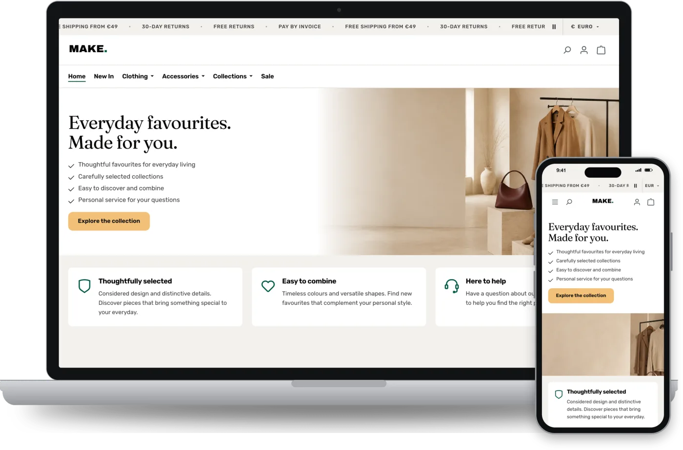 MAKE – Shopware-6-Theme auf Laptop und Smartphone
